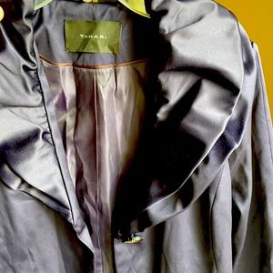 Tahari dress coat,plum,Polyester fabric